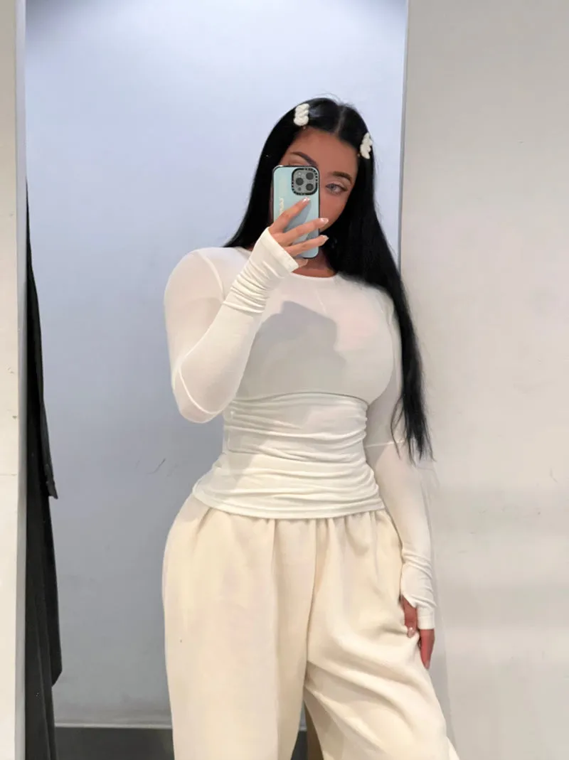 Rosemary Solid Color Slim Long Sleeve Top