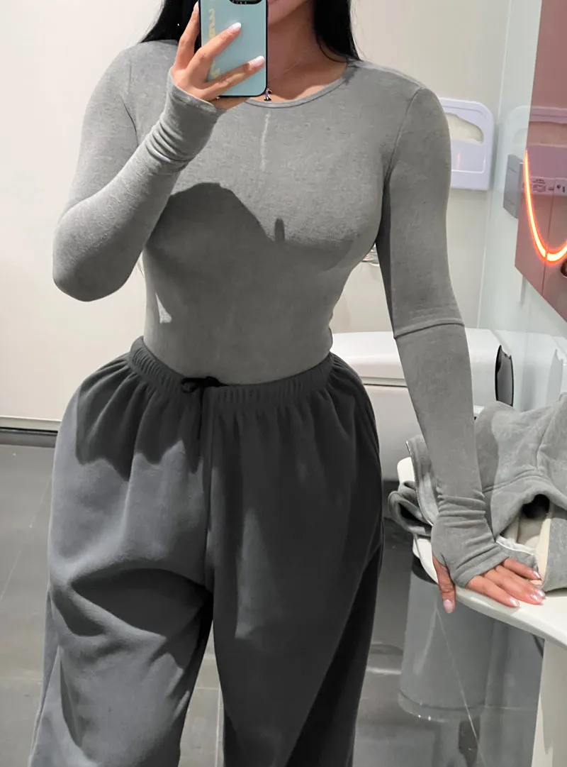 Rosemary Solid Color Slim Long Sleeve Top