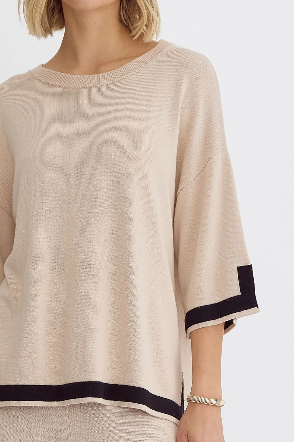 Round Neck 3/4 Sleeve Top