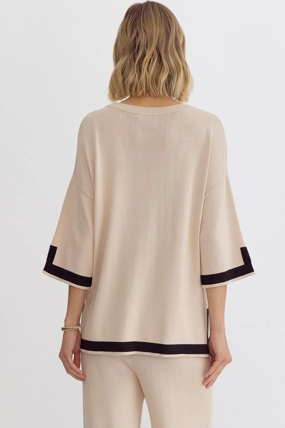 Round Neck 3/4 Sleeve Top