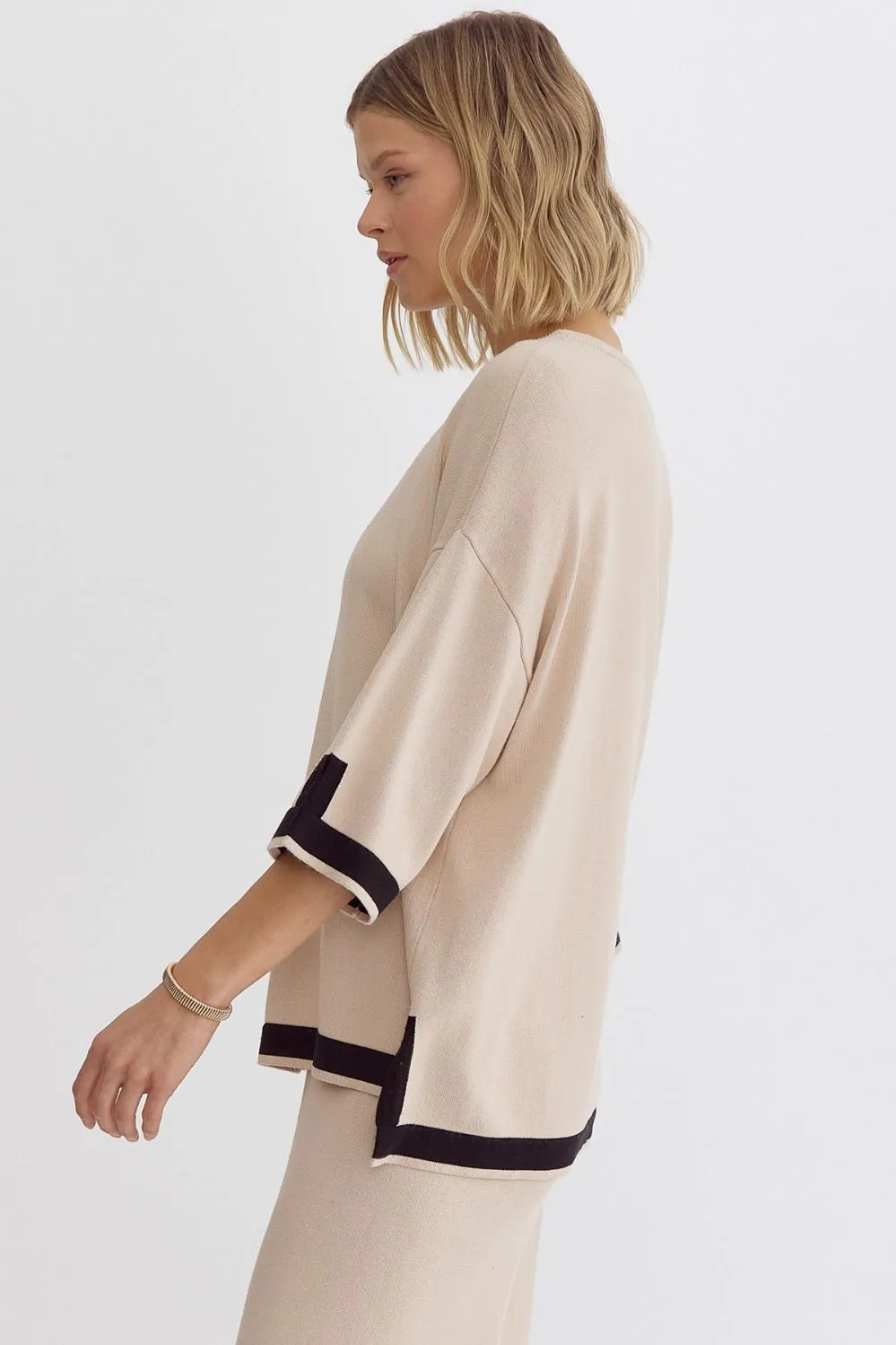 Round Neck 3/4 Sleeve Top