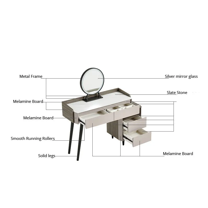 RUBY Slate Stone Extendable Vanity Table