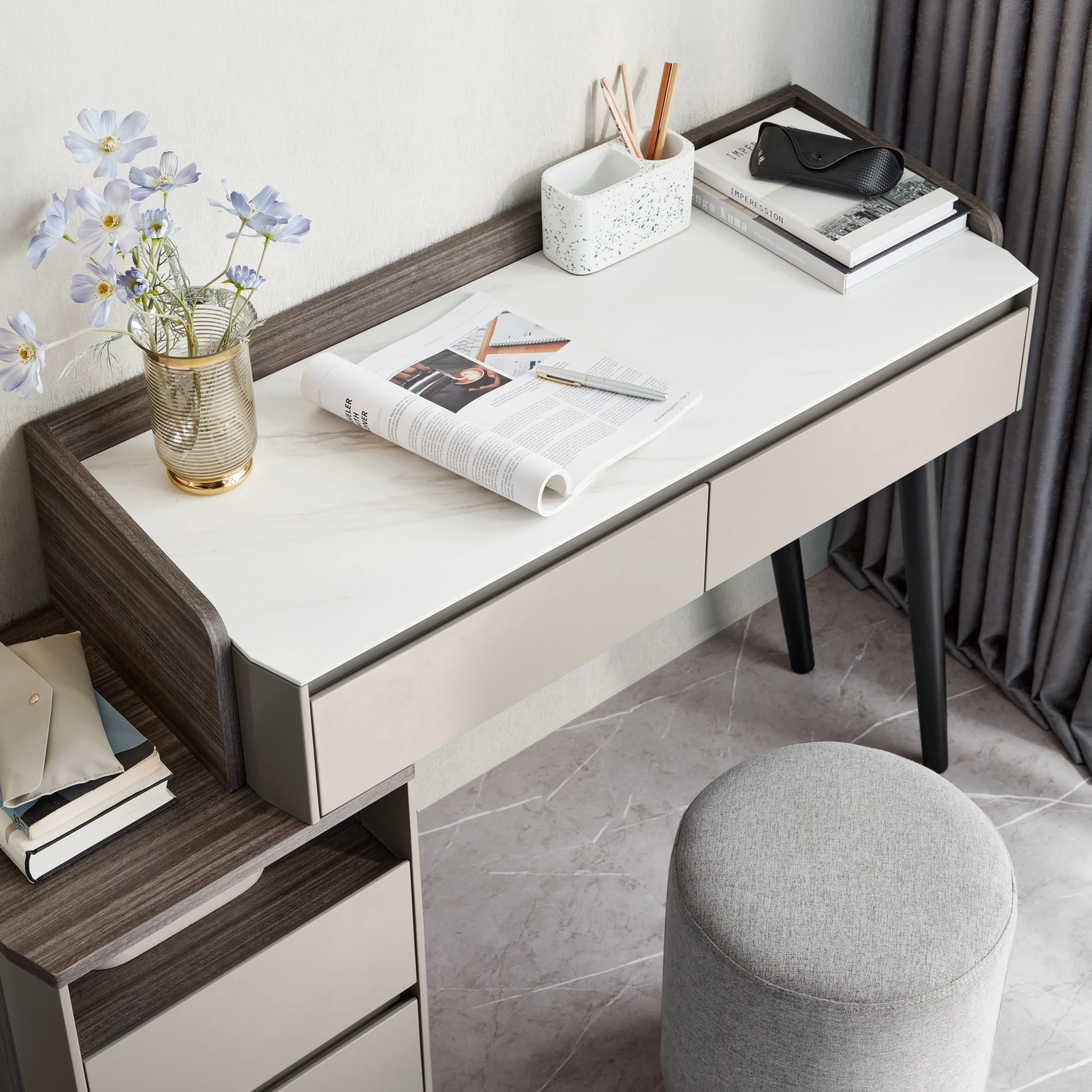RUBY Slate Stone Extendable Vanity Table