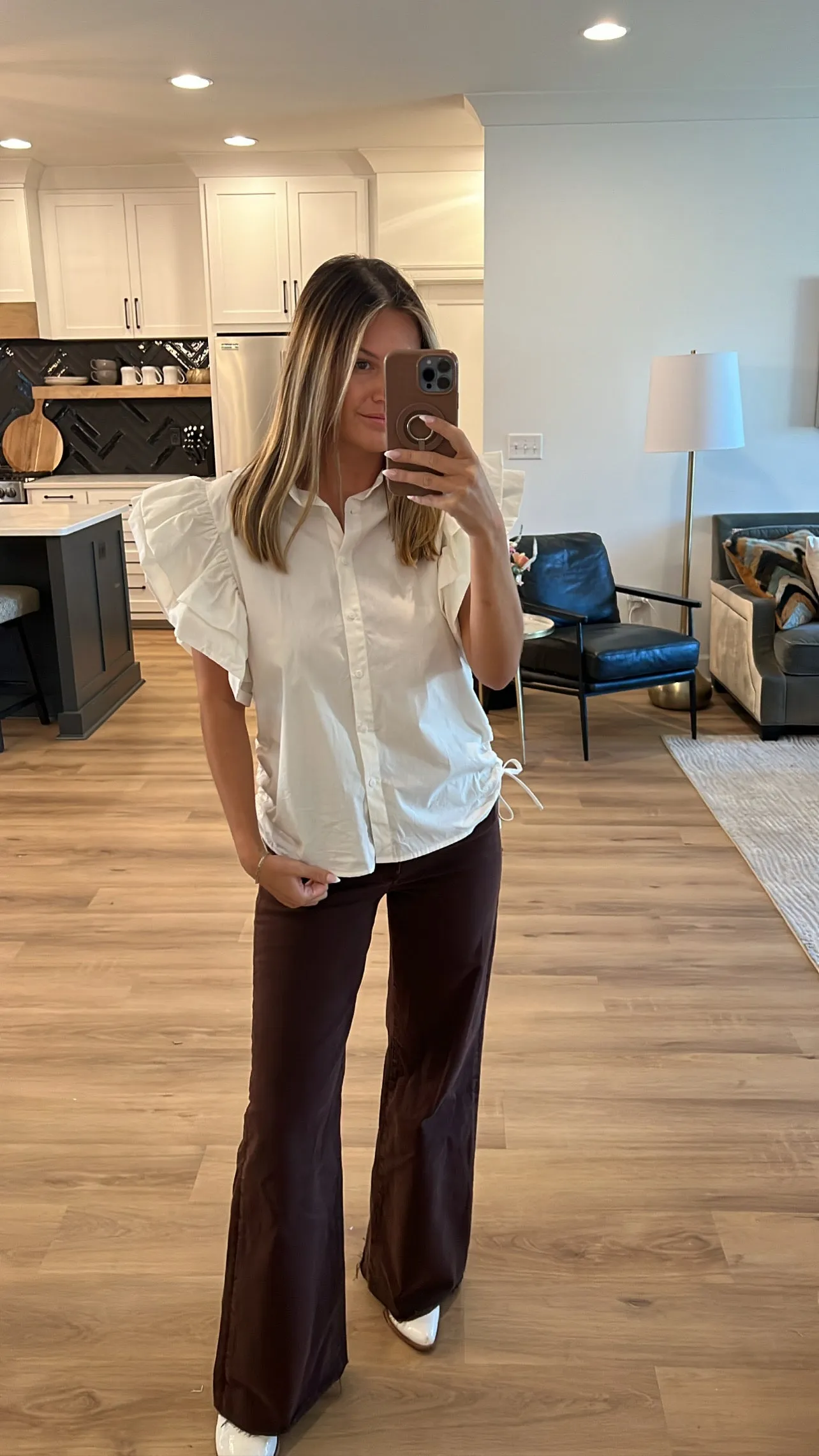 Ruffled & Ruched Up Top, Ivory