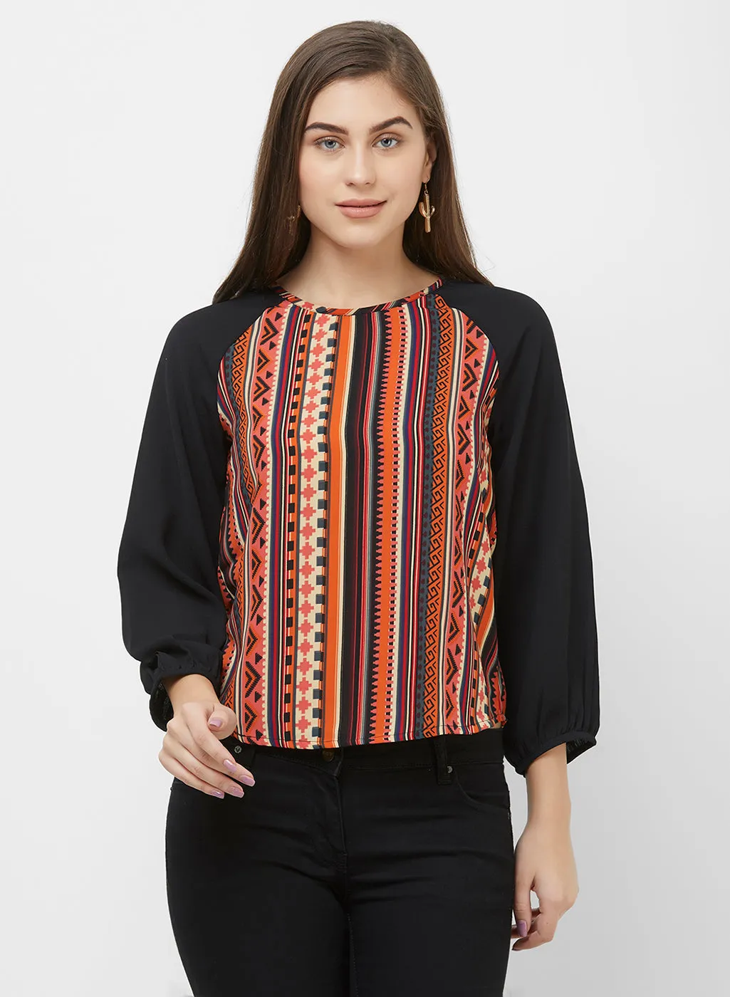 Rust Printed Top
