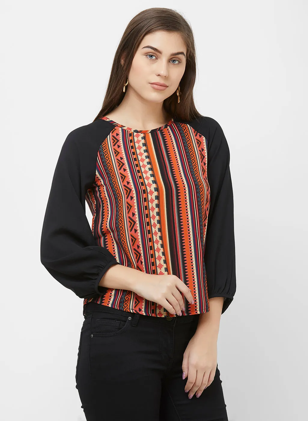 Rust Printed Top
