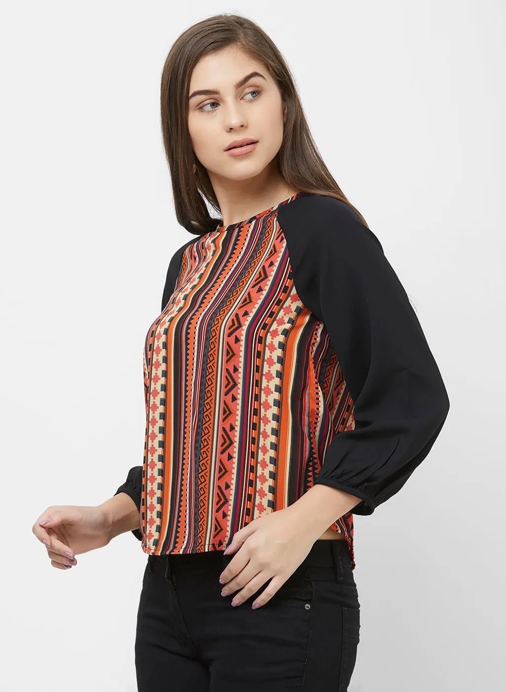 Rust Printed Top