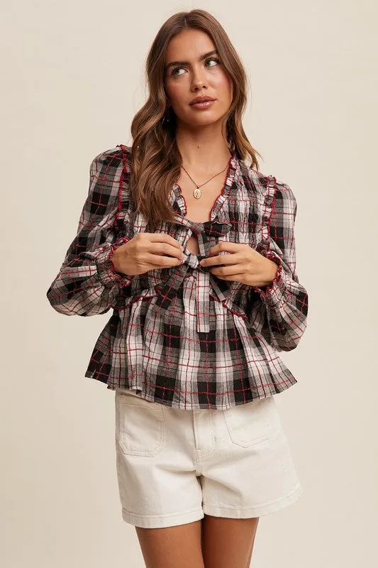 Sabrina Front Bow Tie Blouse