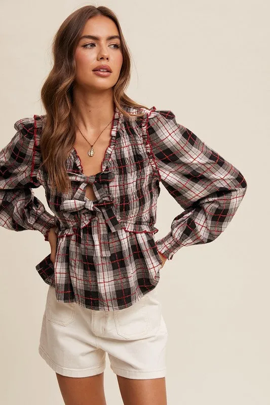 Sabrina Front Bow Tie Blouse