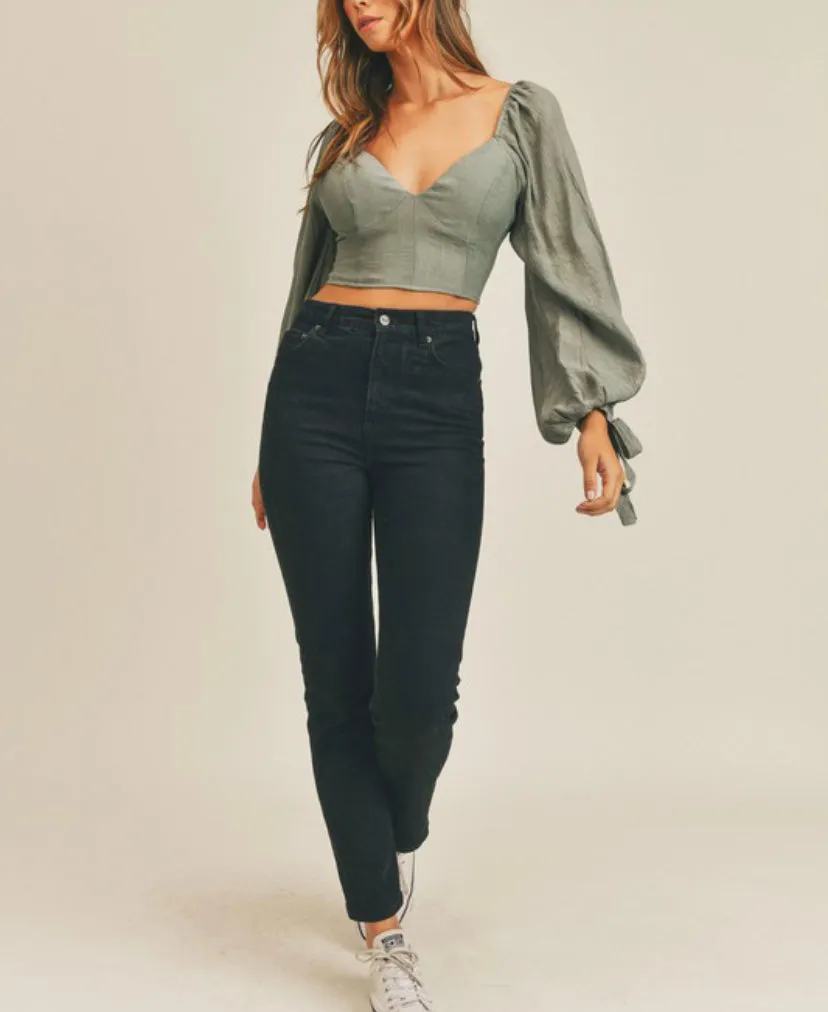 Sage long sleeve top