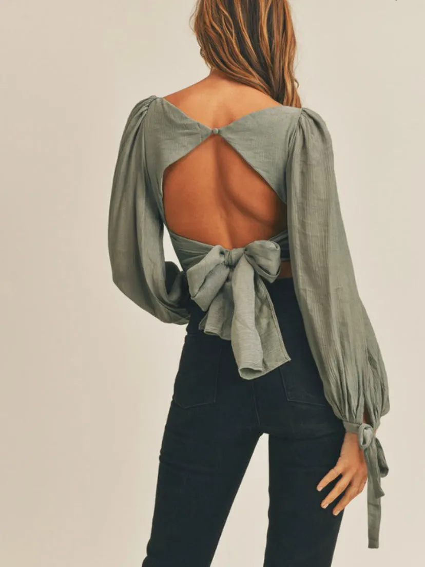 Sage long sleeve top