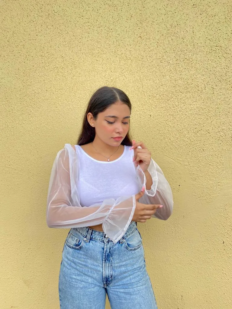 Samara organza top white