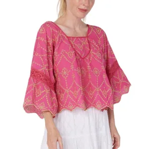 Sandra Sorbet Embroidered Eyelet Lace Blouse