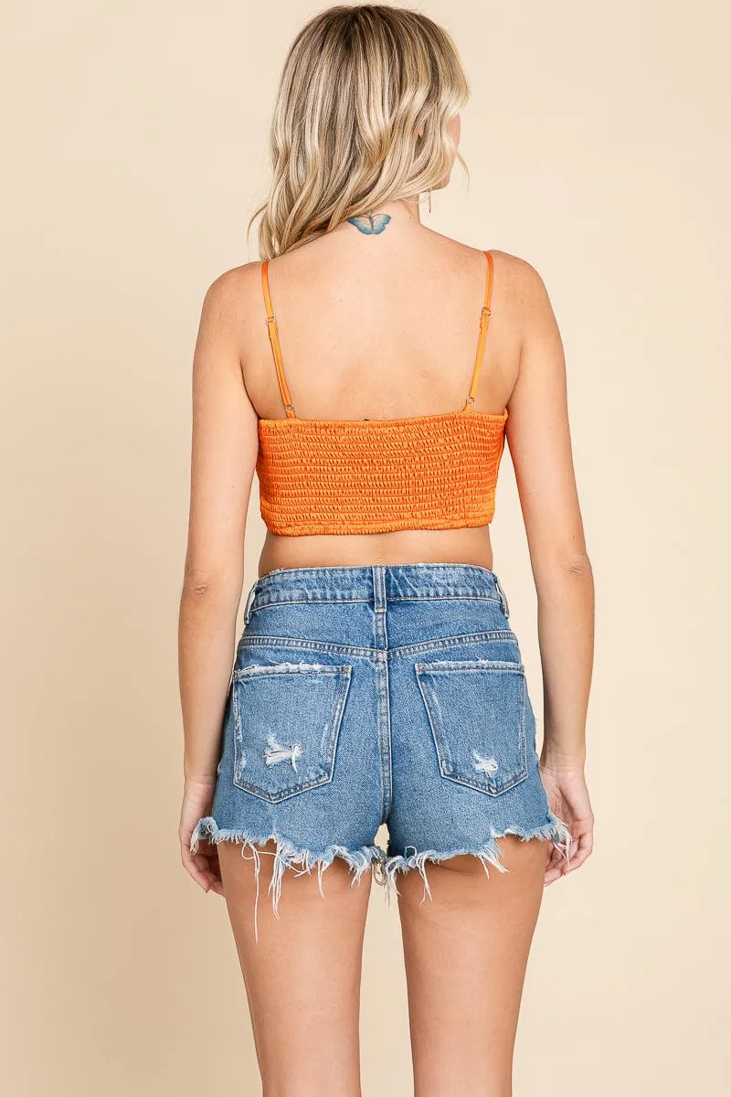Satin Cowl Neck Cropped Strappy Cami Tube Top
