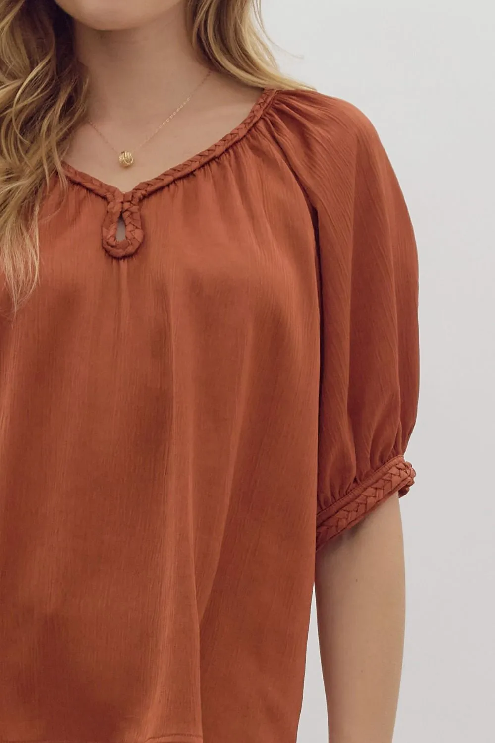 Satin V-neck Half Sleeve Top