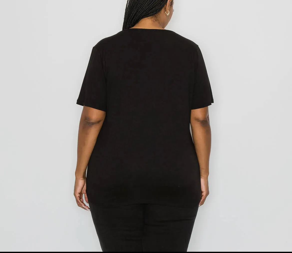 Sequin Inset Short Sleeve Curve