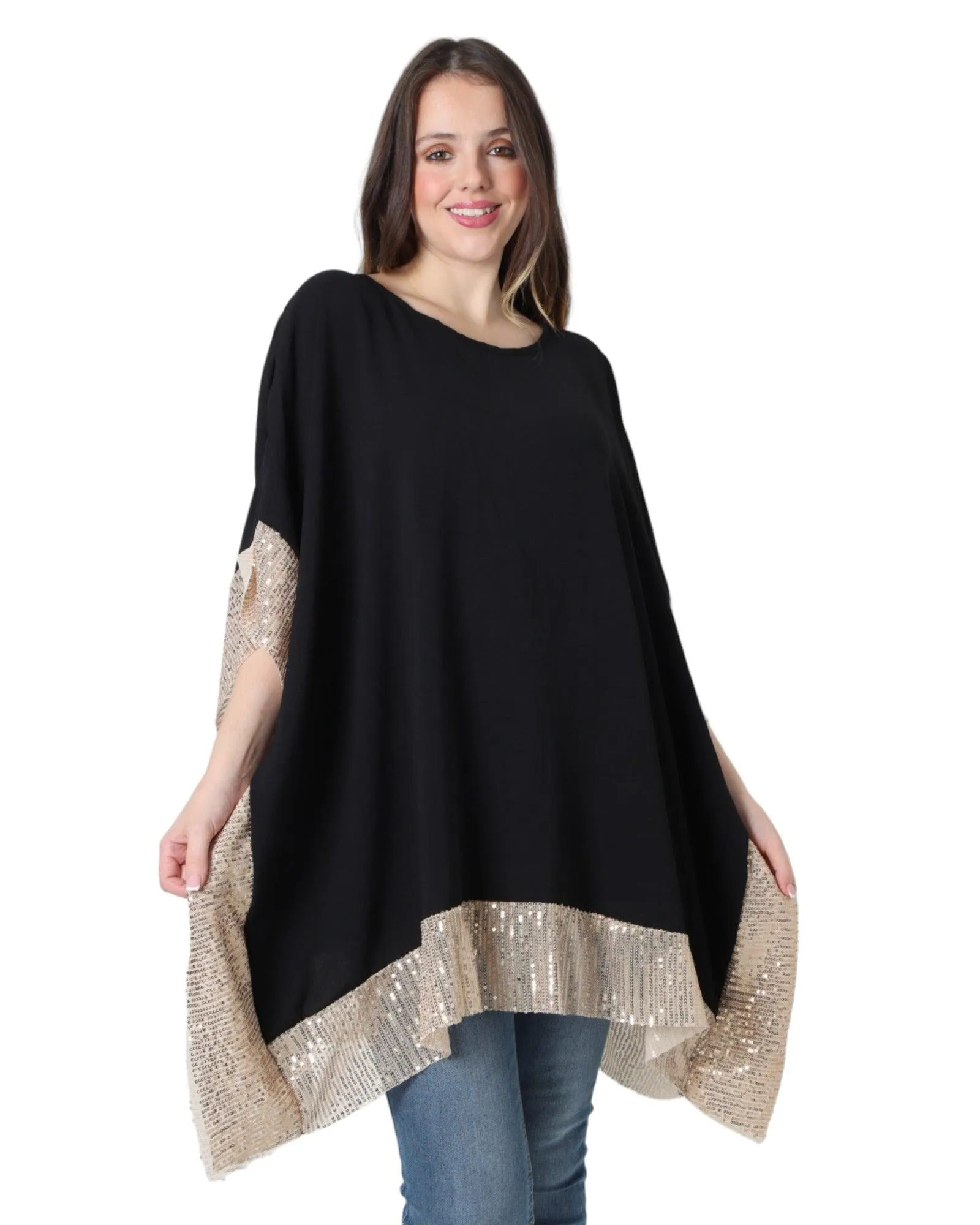Sequin Panel Oversized Top