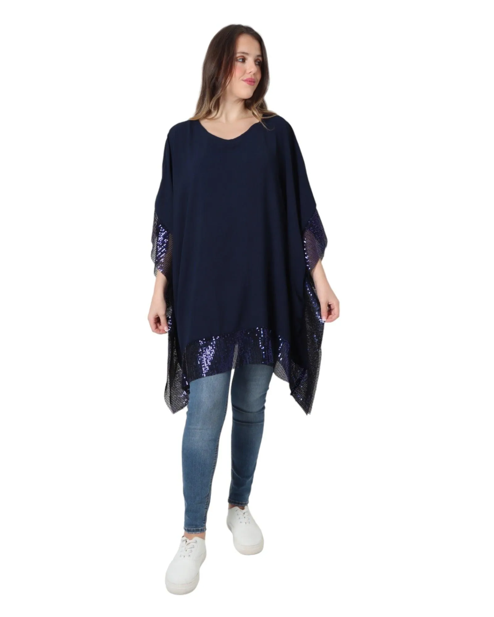 Sequin Panel Oversized Top