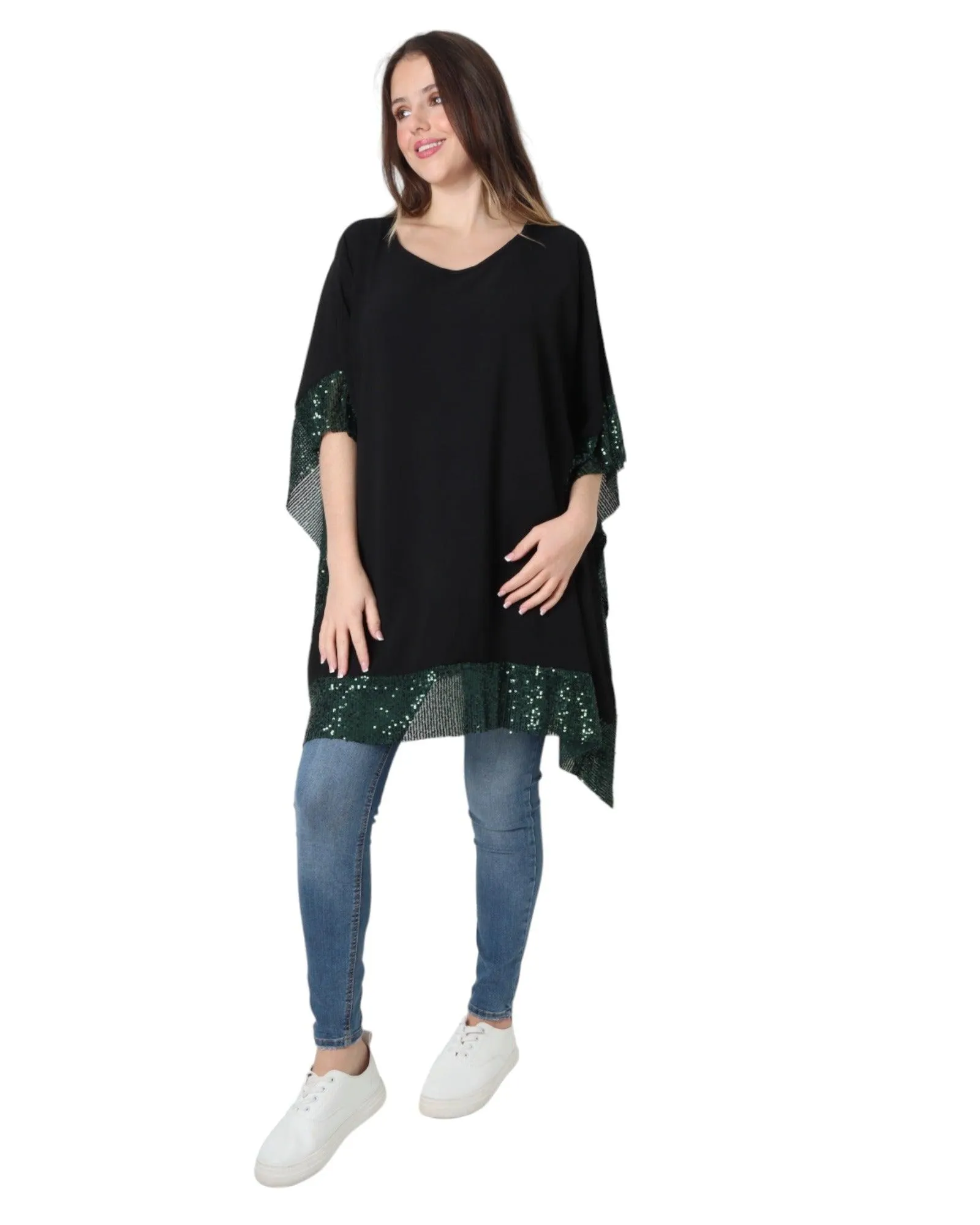Sequin Panel Oversized Top