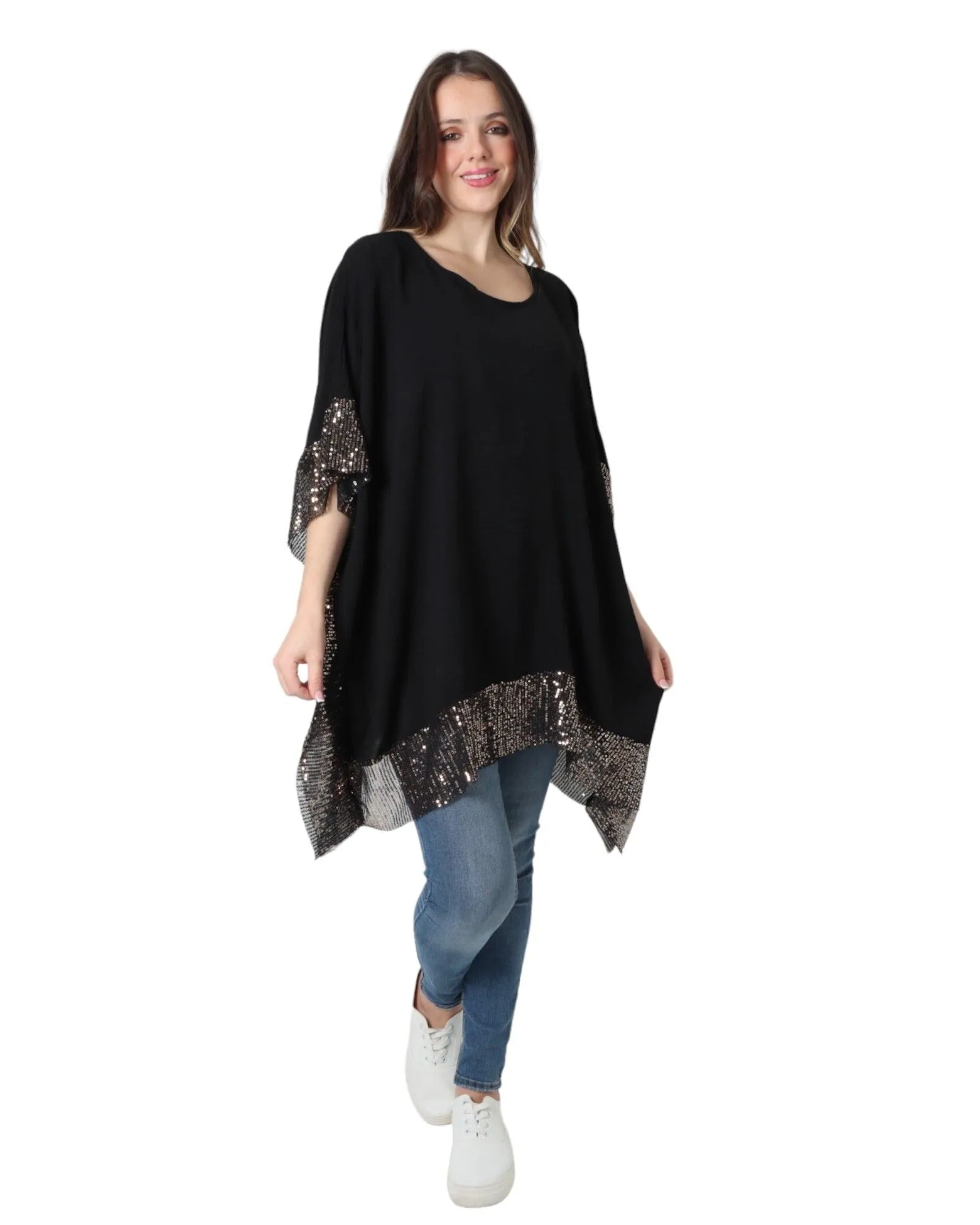 Sequin Panel Oversized Top