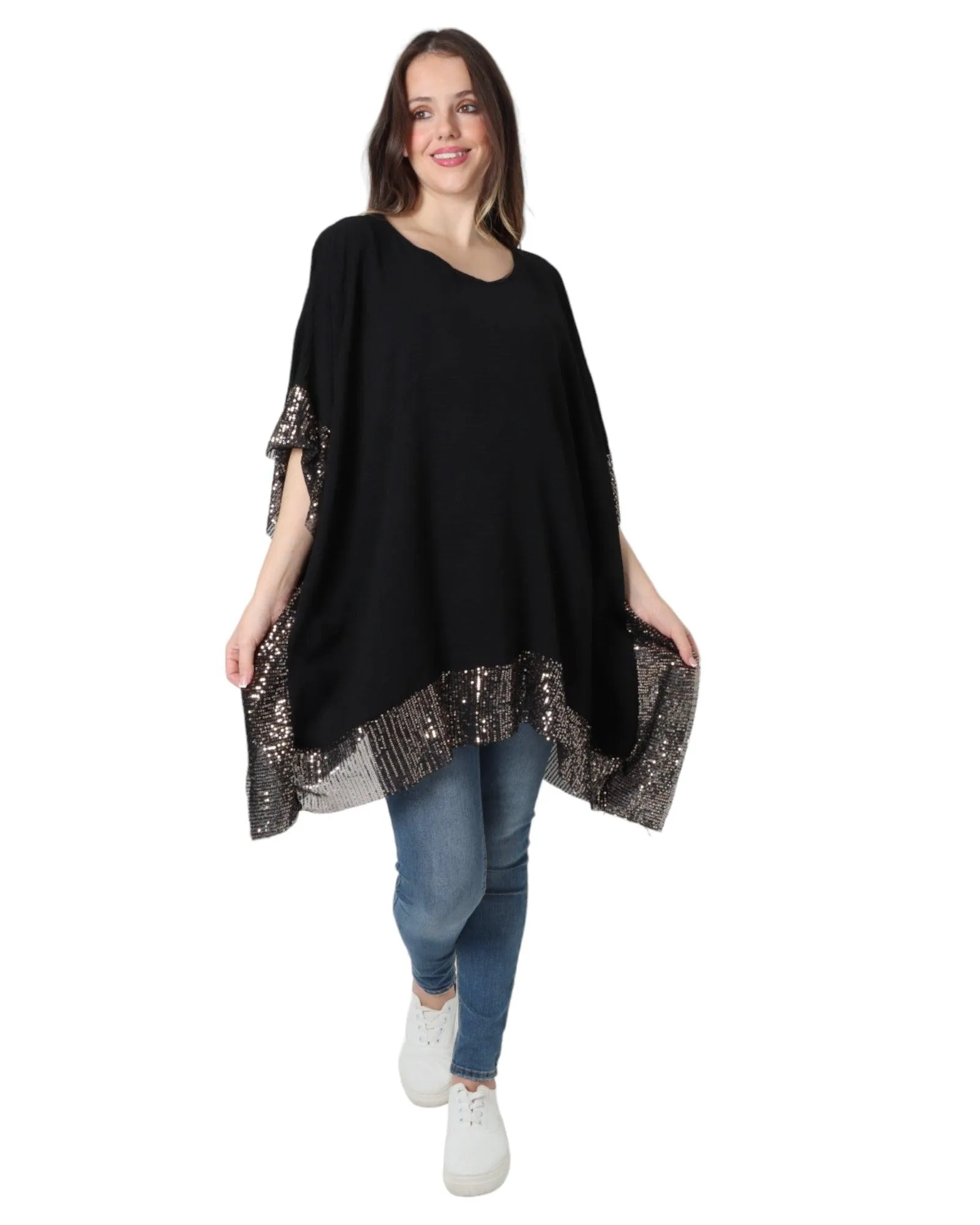 Sequin Panel Oversized Top