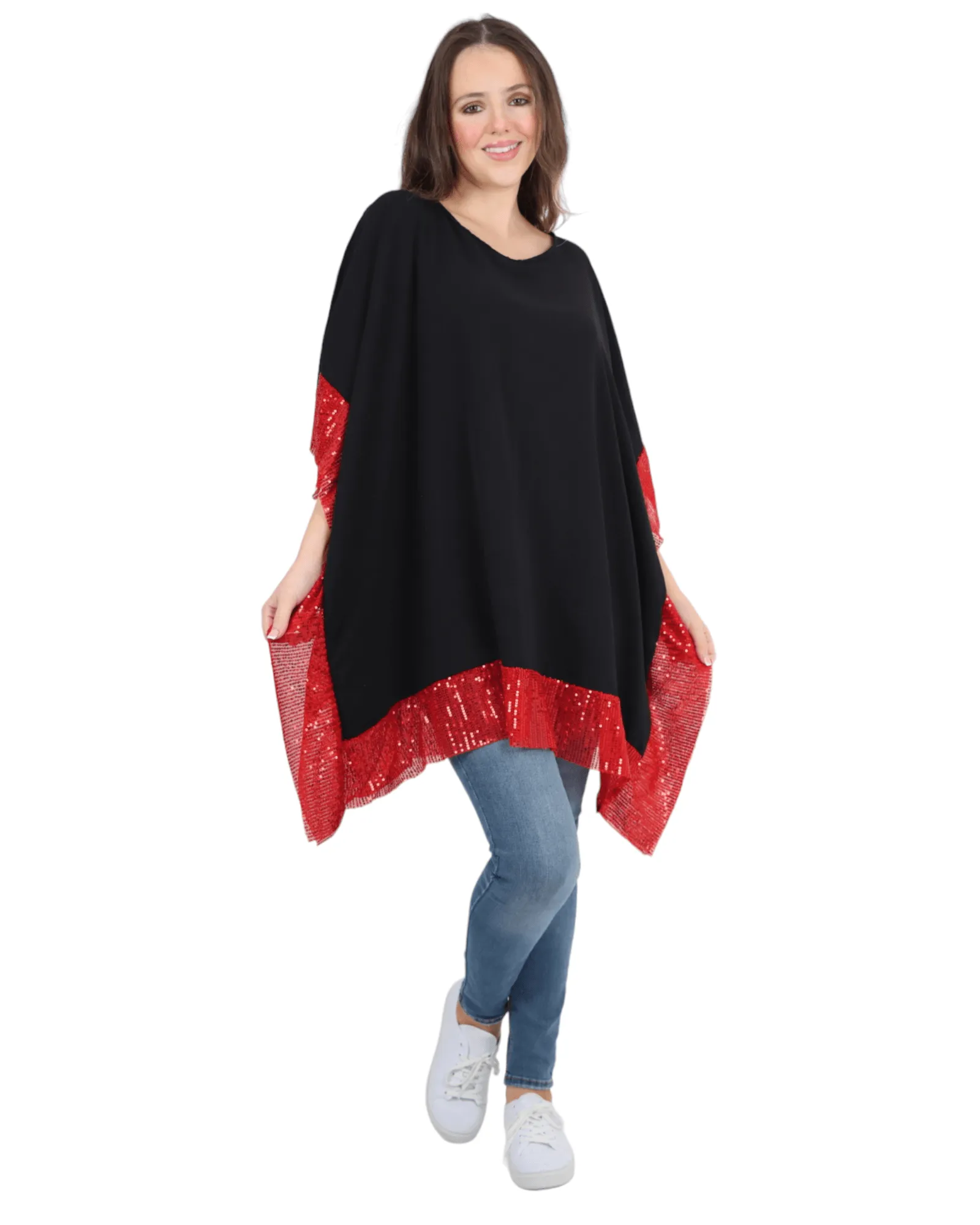 Sequin Panel Oversized Top