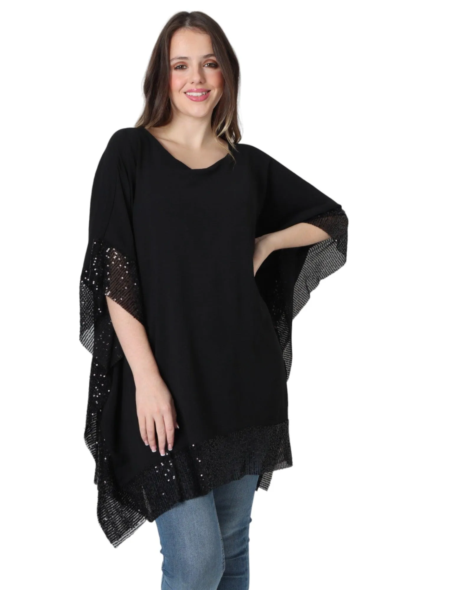 Sequin Panel Oversized Top