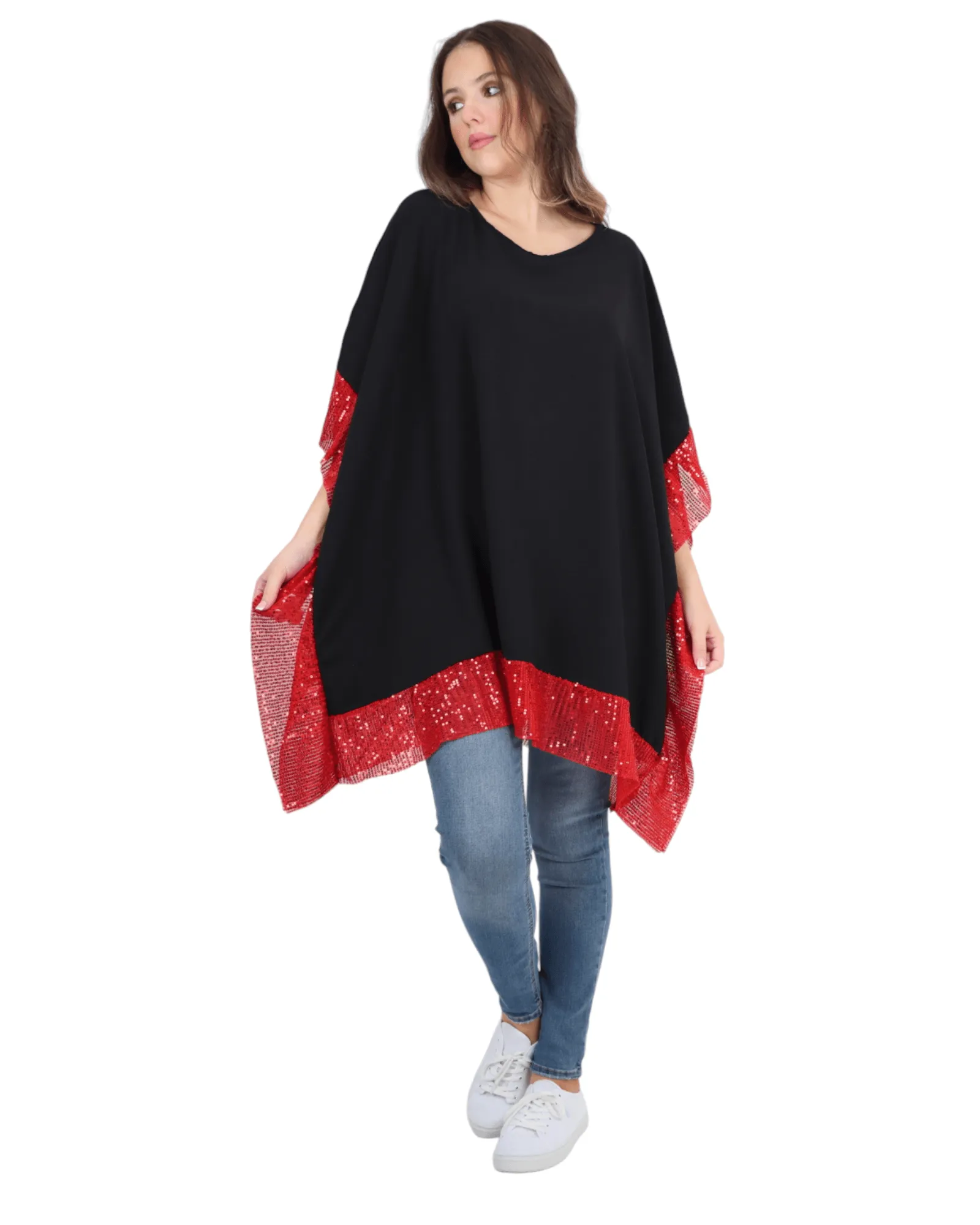 Sequin Panel Oversized Top
