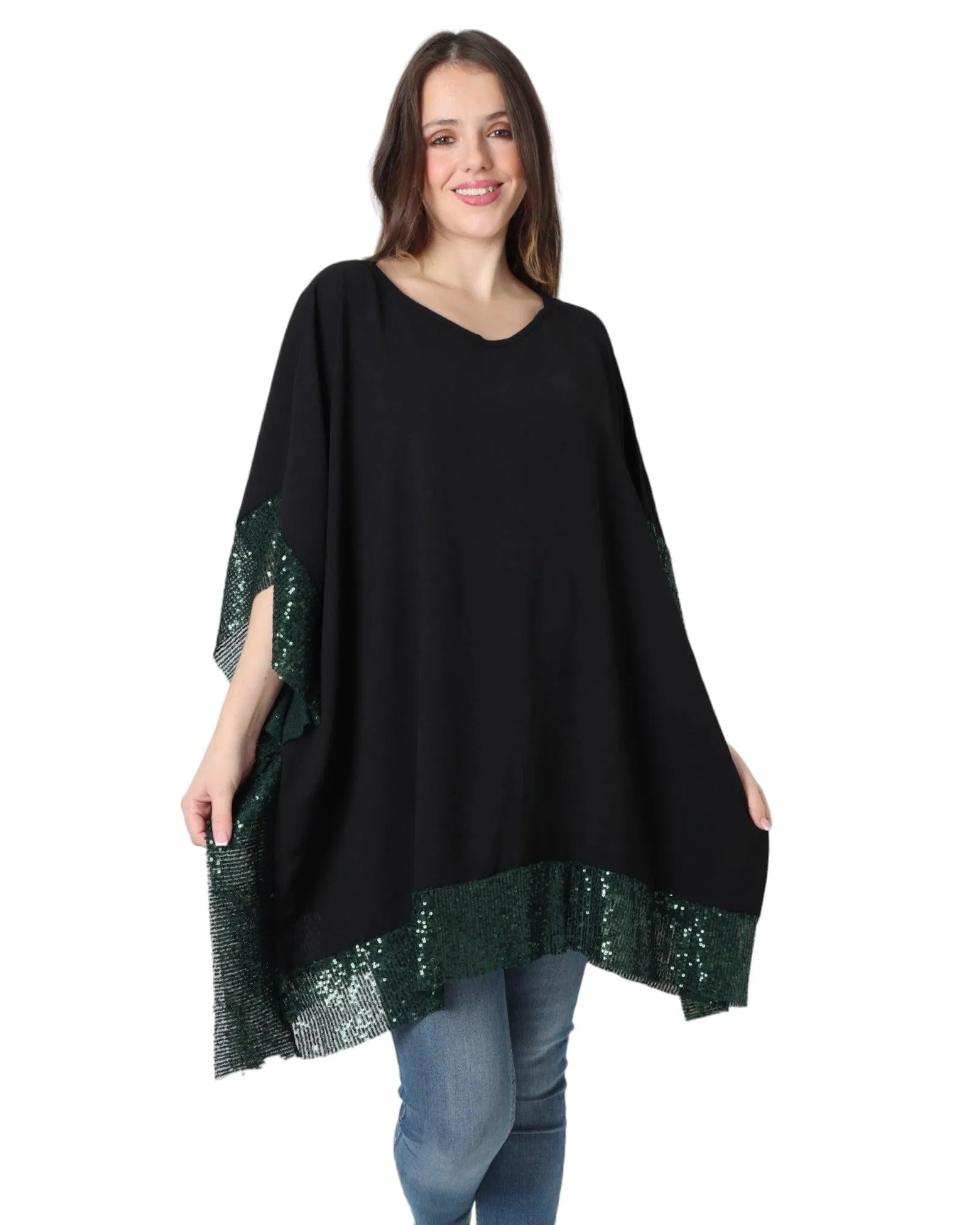 Sequin Panel Oversized Top