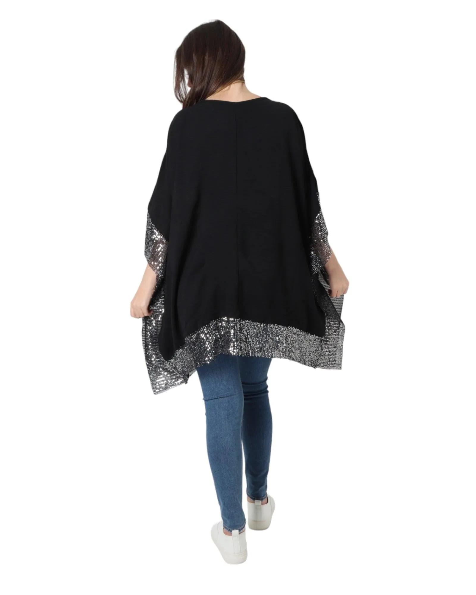 Sequin Panel Oversized Top
