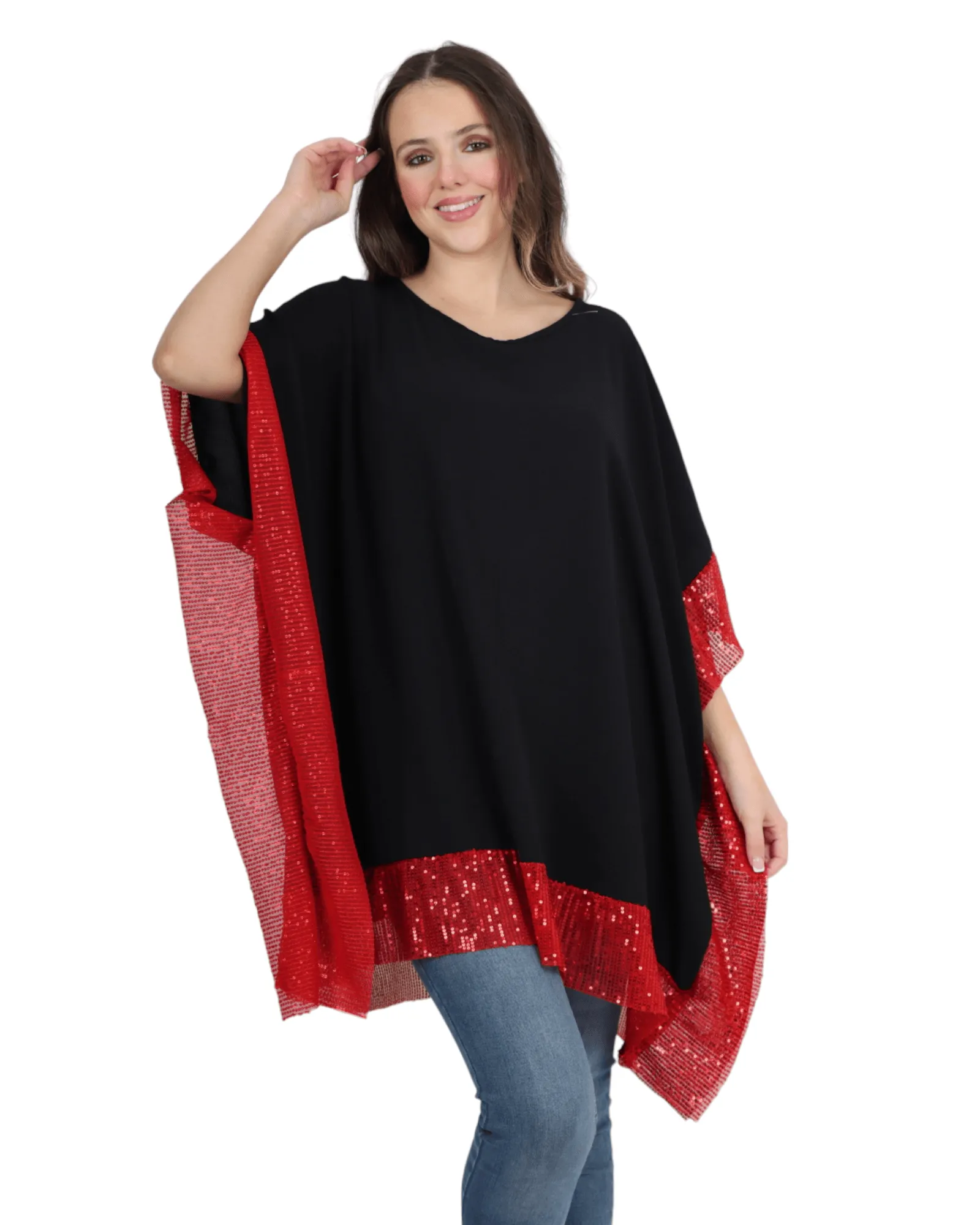 Sequin Panel Oversized Top