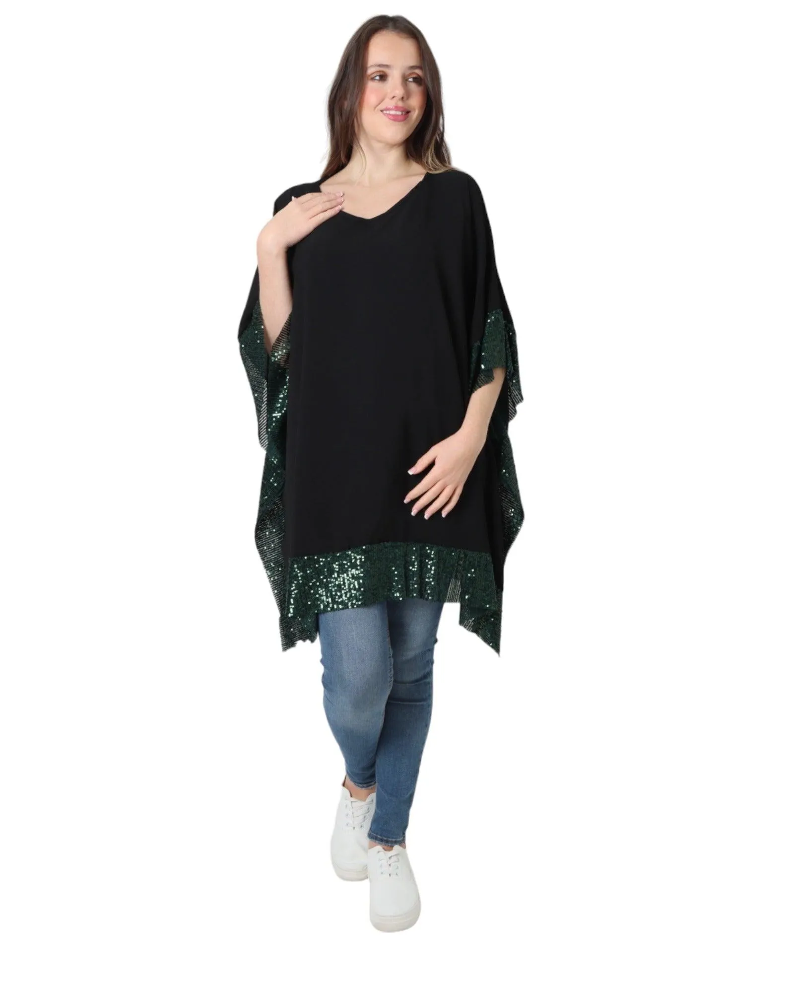 Sequin Panel Oversized Top