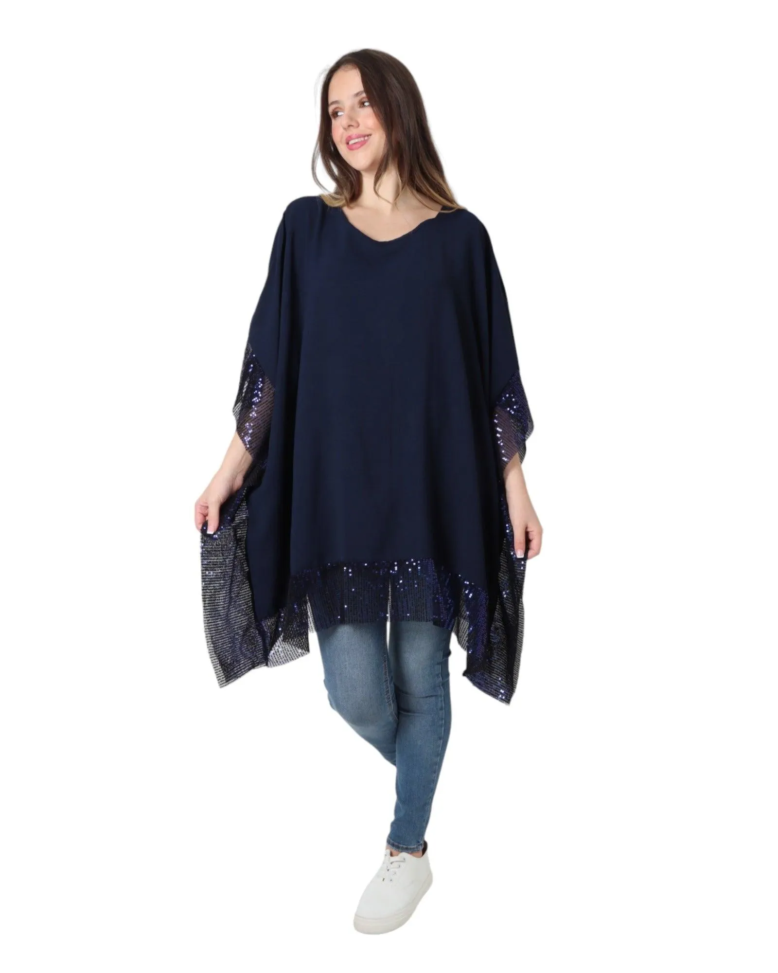 Sequin Panel Oversized Top