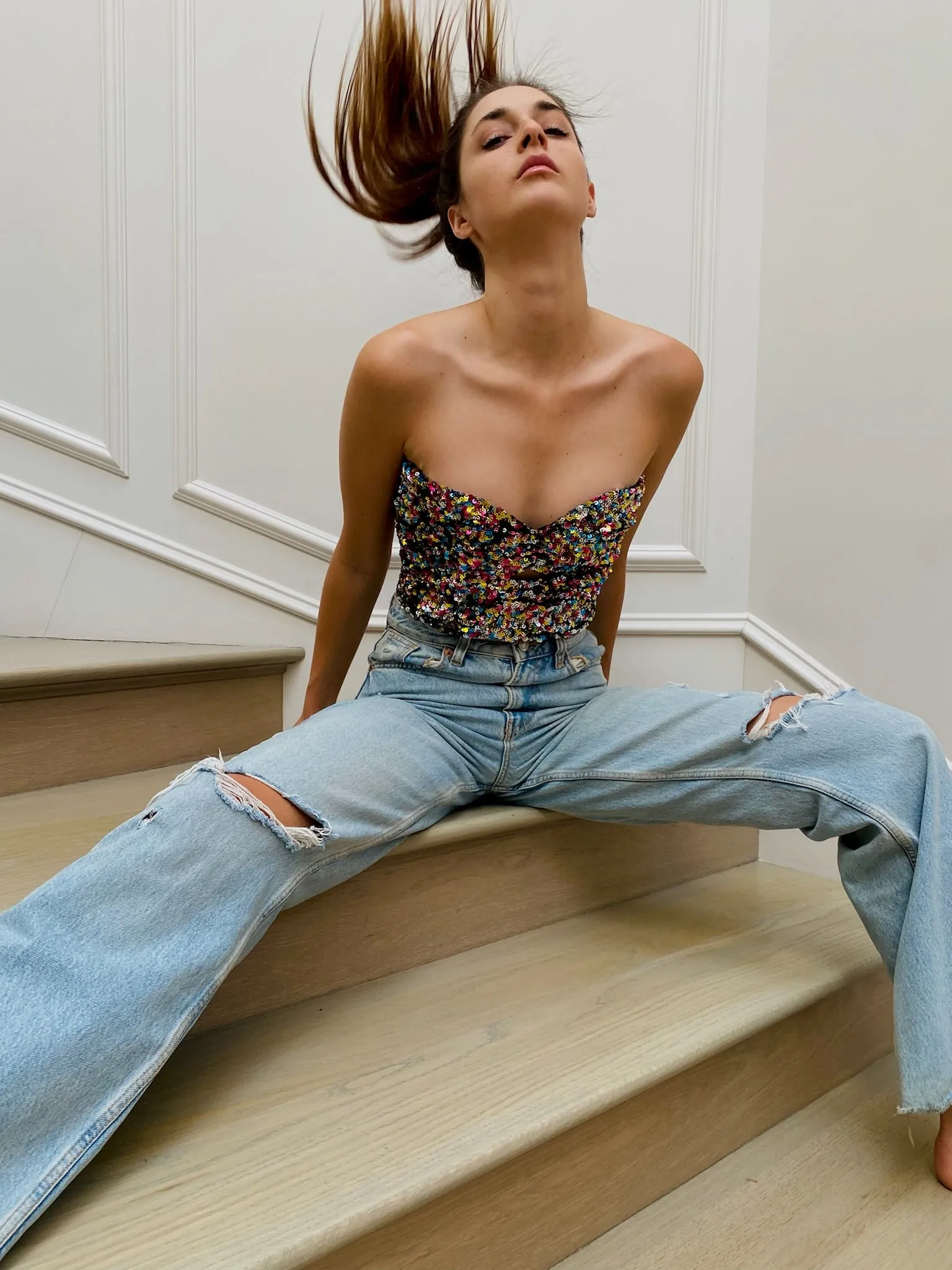 Sequins Cropped Bustier - S