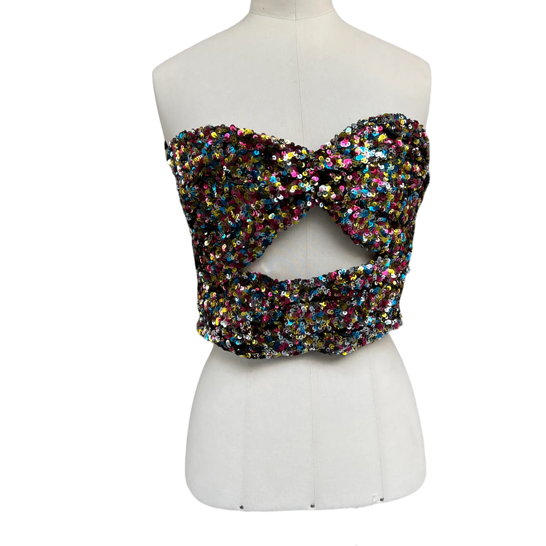 Sequins Cropped Bustier - S