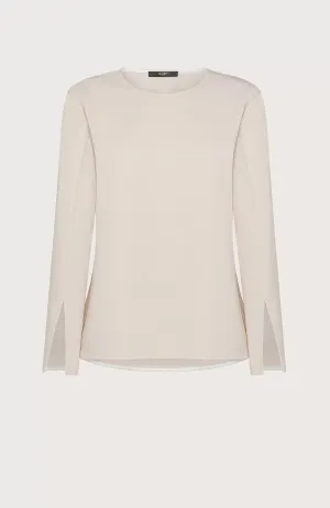 SEVENTY - STRETCH CREWNECK VISCOSE TOP WITH SLEEVE DETAIL