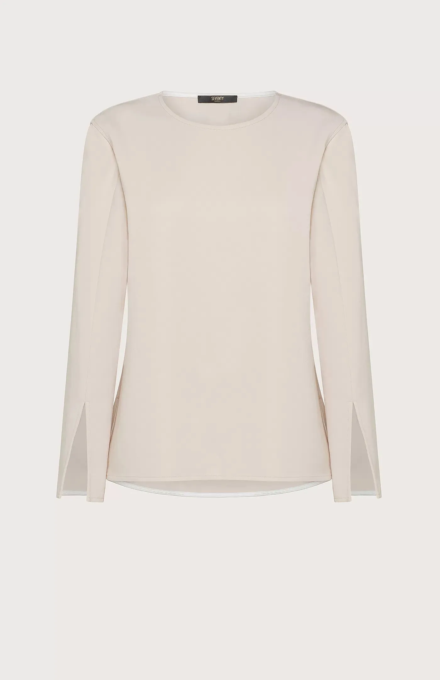 SEVENTY - STRETCH CREWNECK VISCOSE TOP WITH SLEEVE DETAIL