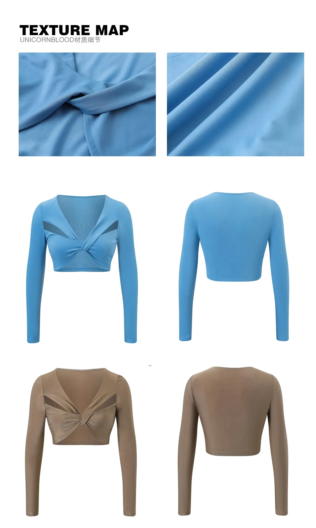 Shania Unicorn Blood Solid Color Twist V Neck Long Sleeve Top