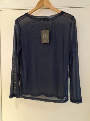 Sheer boat neck top Navy