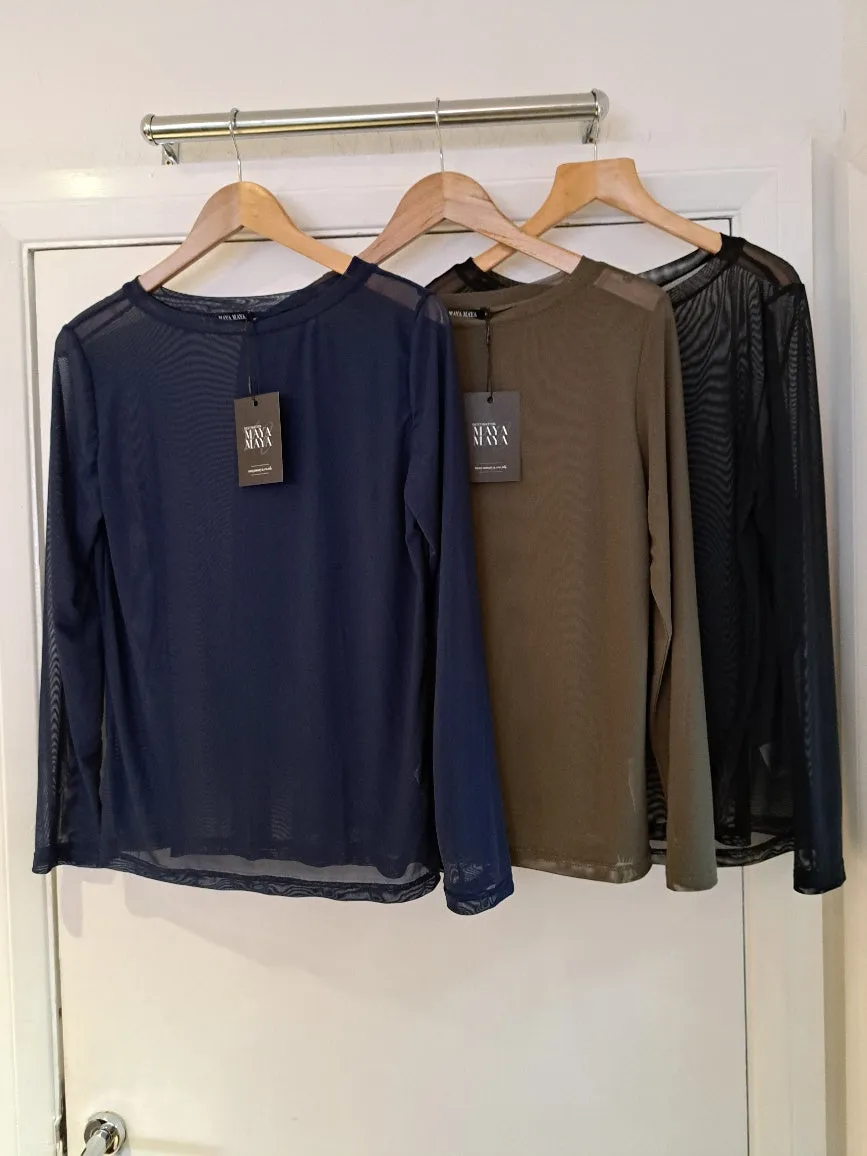 Sheer boat neck top Navy