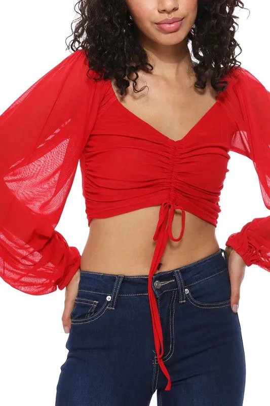 Sheer Scrunched Crop Top