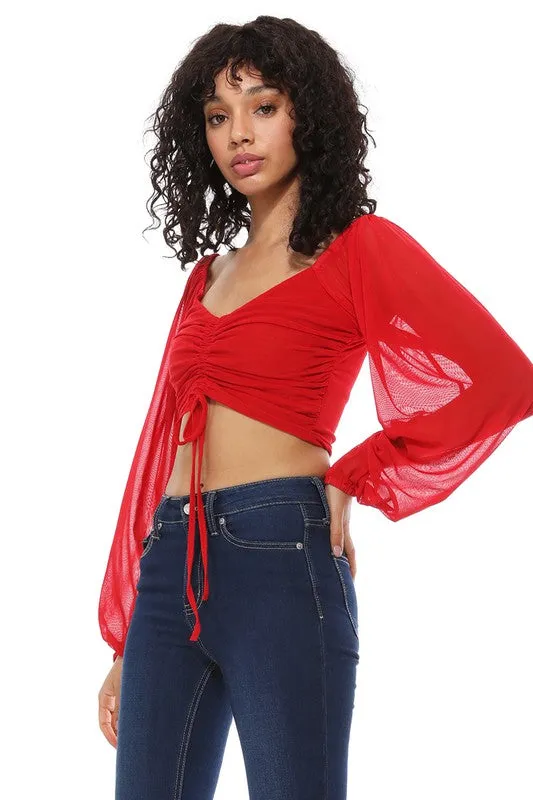 Sheer Scrunched Crop Top