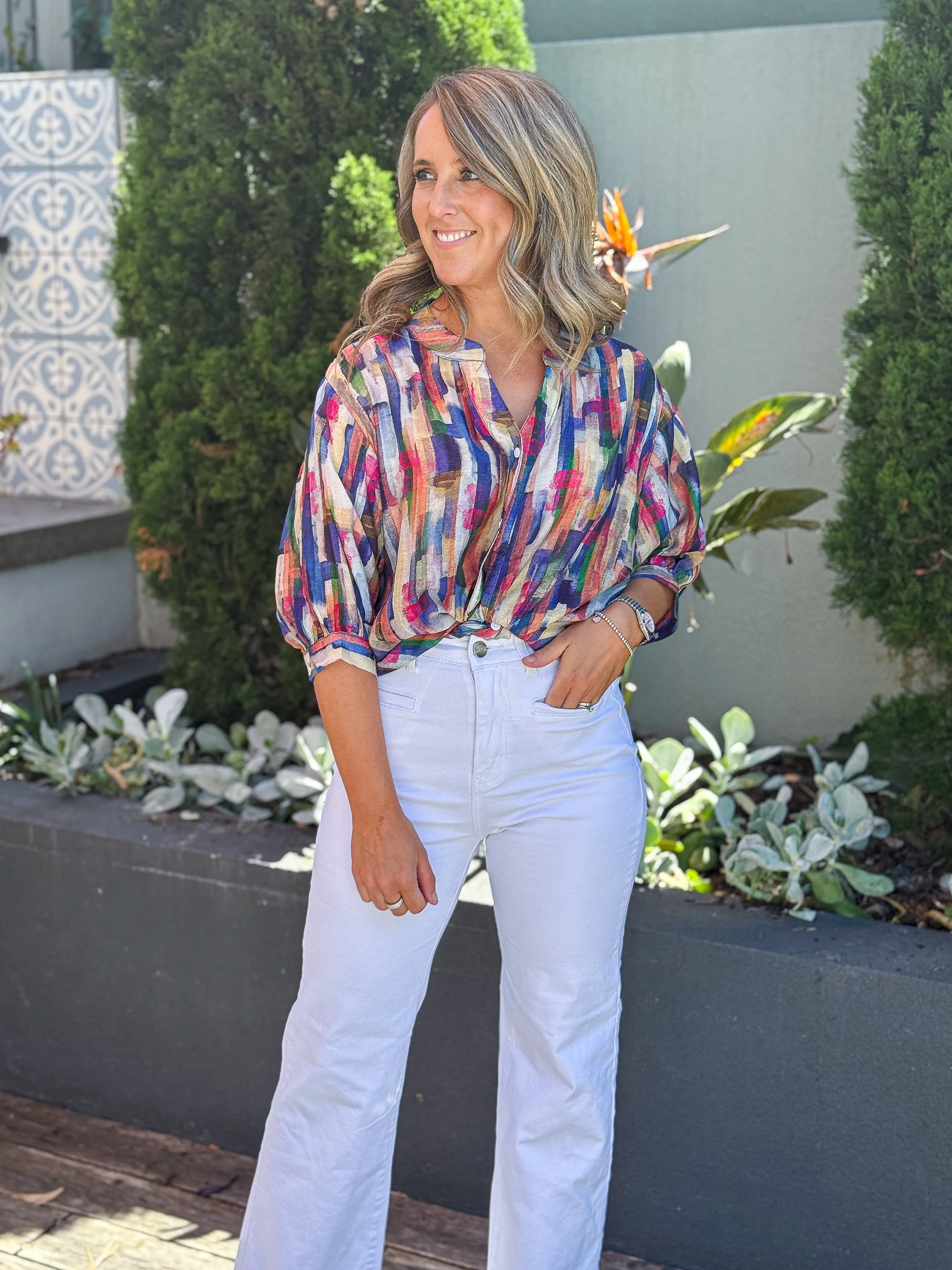 Shelley Blouse - multi blue
