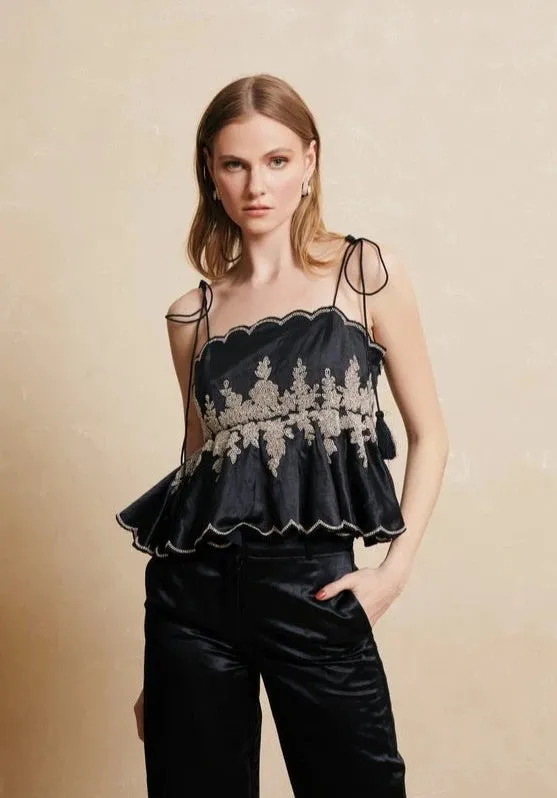 Shirina Embroidered Peplum Top