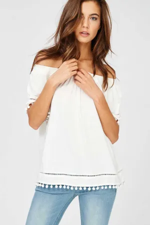 Shore 2 Shore - Off Shoulder Top Ivory