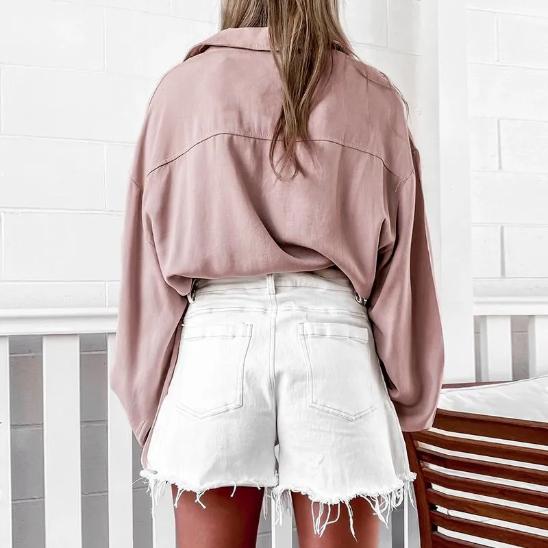 Simplee Pink Elegant girls Long sleeve shirt top