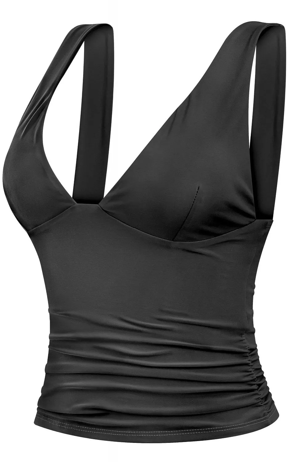 Sleeveless Plunge Tank - Black