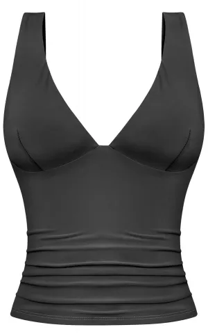 Sleeveless Plunge Tank - Black