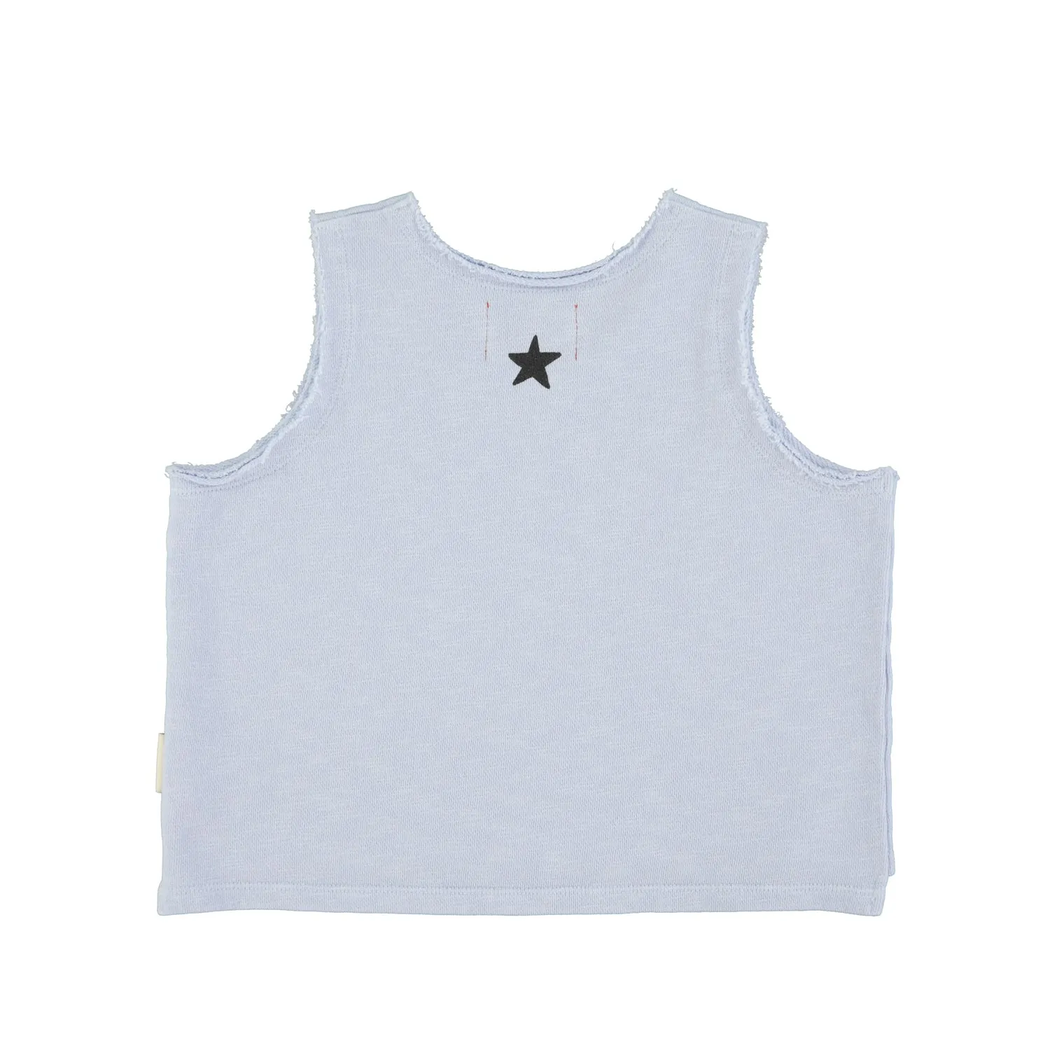sleeveless t'shirt | light blue w/ tiger print