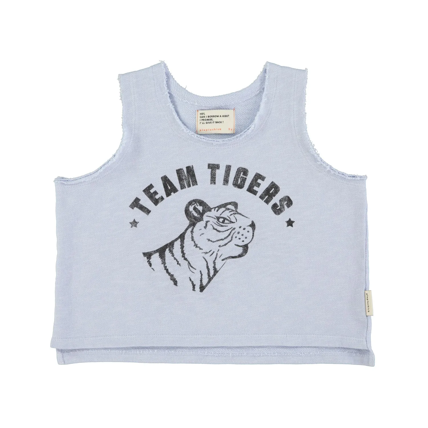 sleeveless t'shirt | light blue w/ tiger print